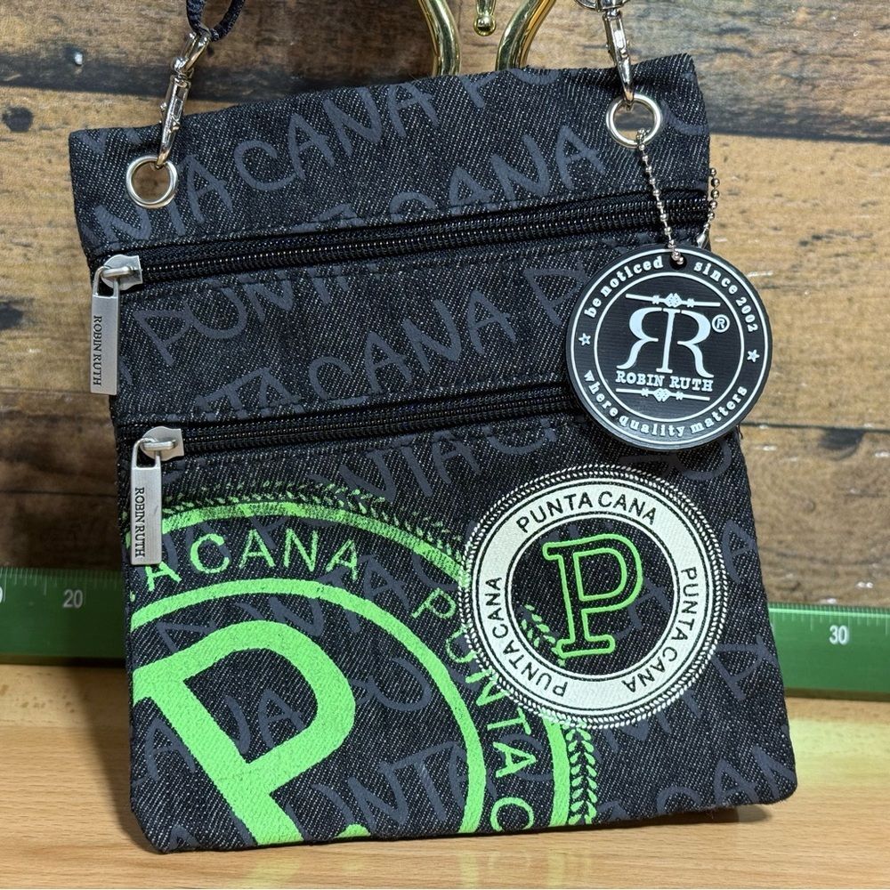Robin Ruth Black and Green Crossbody Bag